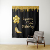 Fotobackdrop 50ste verpartij gouden glitter wandkleed (In situ)