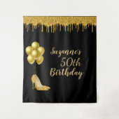 Fotobackdrop 50ste verpartij gouden glitter wandkleed (Voorkant)