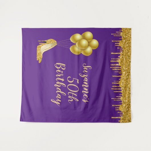Fotobackdrop 50ste verpartij Gouden Glitters Wandkleed (Voorkant (horizontaal))