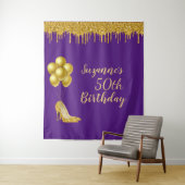 Fotobackdrop 50ste verpartij Gouden Glitters Wandkleed (In situ)
