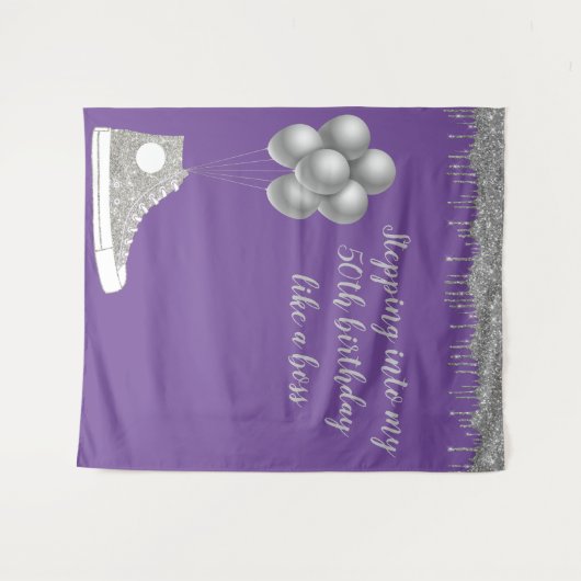 Fotobackdrop 50ste verpartij Zilver Glitter Wandkleed (Voorkant (horizontaal))