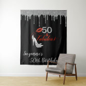 Fotobackdrop 50ste verpartij Zilver Glitter Wandkleed (In situ)