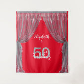 Fotobackdrop 50ste verpartij Zilveren gordijn Wandkleed (Voorkant)