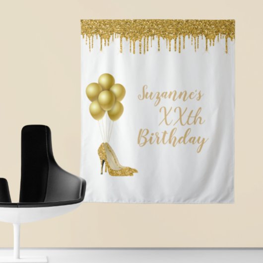 Fotobackdrop Aangepaste Verjaardagsfeest Gouden Gl Wandkleed