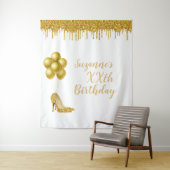 Fotobackdrop Aangepaste Verjaardagsfeest Gouden Gl Wandkleed (In situ)