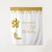 Fotobackdrop Aangepaste Verjaardagsfeest Gouden Gl Wandkleed (Voorkant)