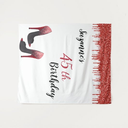 Fotobackdrop Aangepaste verjaardagsfeestje Rood Gl Wandkleed (Voorkant (horizontaal))