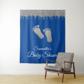 Fotobackdrop Baby Shower Voeten Zilver Glitter Wandkleed (In situ)