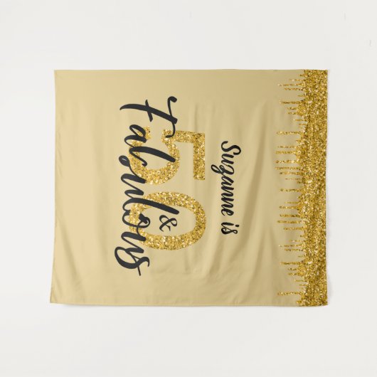 Fotobackdrop booth 50 en fabuleus feest goud wandkleed (Voorkant (horizontaal))