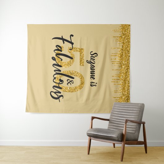 Fotobackdrop booth 50 en fabuleus feest goud wandkleed (In Situ (horizontaal))