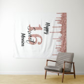 Fotobackdrop booth Sweet 16 Zestien Roze Goud Wandkleed (In Situ (horizontaal))