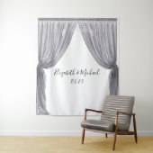 Fotobackdrop Bruiloft Elegant Zilver Gordijn Wandkleed (In situ)