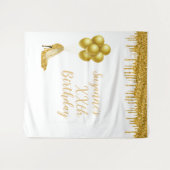 Fotobackdrop op maat verjaardagsfeest gouden glitt wandkleed (Voorkant (horizontaal))