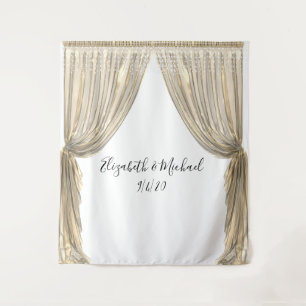 Fotobackdrop Trouw Elegant Geel Gouden Gordijn Wandkleed
