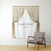 Fotobackdrop Trouw Elegant Gouden Gele Gordijn Wandkleed (In situ)