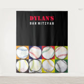 Fotobackdrop voor Bar Mitswa met honkbalthema Wandkleed (Voorkant)