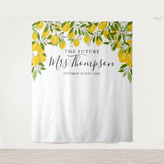 Fotobackdrop voor bruidsfeest Future Mrs Lemons Wandkleed (Voorkant)