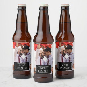 Fotobadge Aankondiging Verloving Bierlabel Bier Etiket