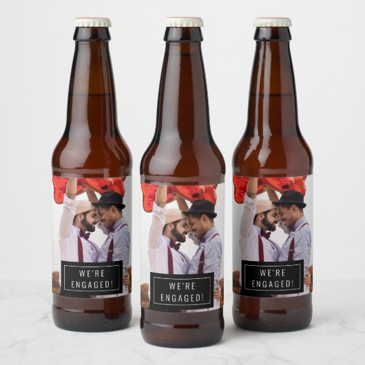 Fotobadge | Aankondiging Verloving | Bierlabel Bier Etiket (Flessen)