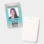 Fotobadge - Blauw met Nep Glitters Badge (Voor- en achterkant)