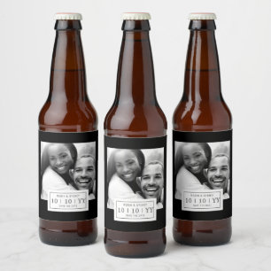 Fotobadge De datum opslaan Bierlabel Zwart Bier Etiket