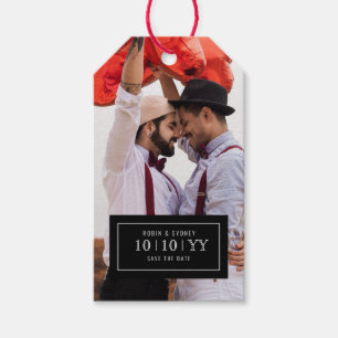 Fotobadge De datum opslaan Cadeau Label Cadeaulabel