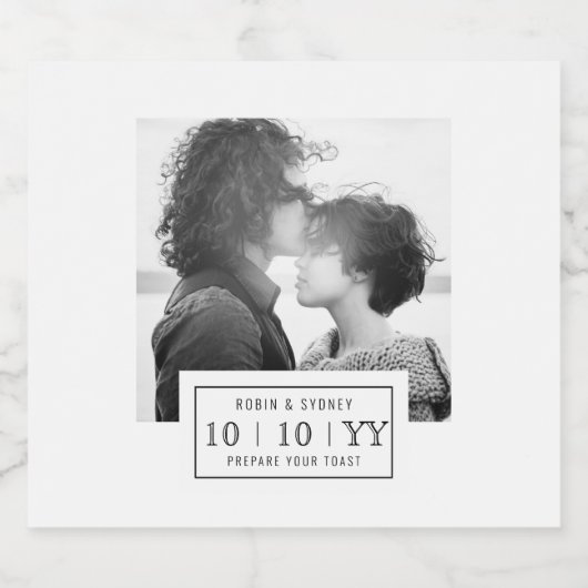 Fotobadge | De datum opslaan | ETIKET FLES | Wit (Enkel label)