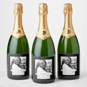 Fotobadge De datum opslaan ETIKET FLES Zwart