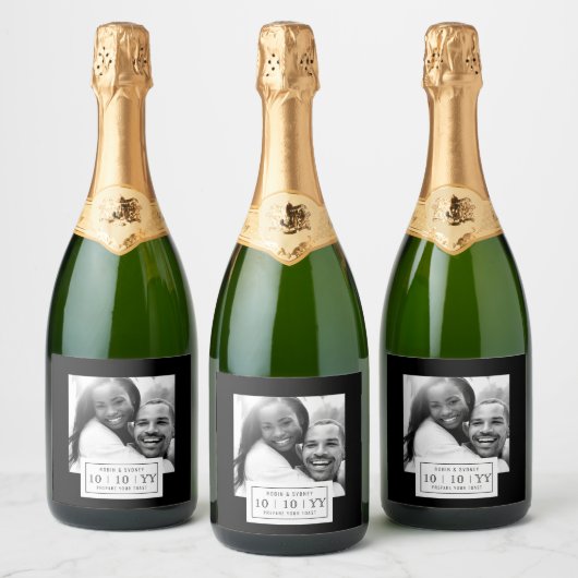 Fotobadge | De datum opslaan | ETIKET FLES | Zwart (Flessen)