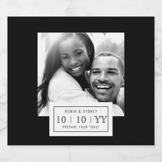 Fotobadge | De datum opslaan | ETIKET FLES | Zwart (Enkel label)