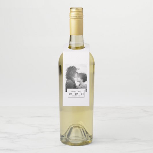 Fotobadge | De datum opslaan | Flesje Label | Wit (Op fles)