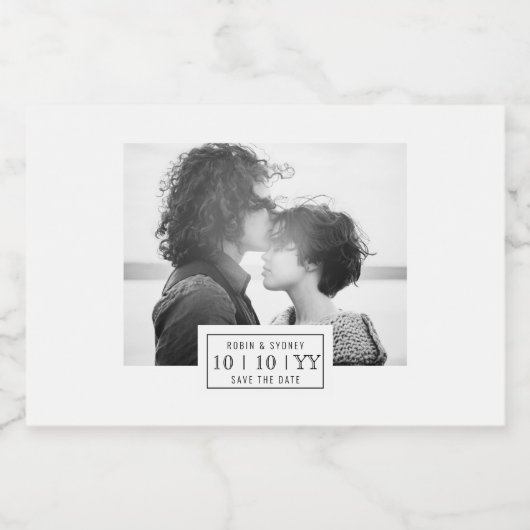 Fotobadge | De datum opslaan | Mini-label | Wit Sparkling Wijnetiket (Enkel label)