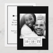 Fotobadge | De datum opslaan | Plat | Zwart Save The Date (Voorkant / Achterkant)