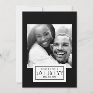 Fotobadge   De datum opslaan   Plat   Zwart Save The Date