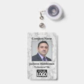 Fotobadge - Grijs Marmer Badge (Voorzijde met uittrekbare clip)