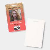 Fotobadge - Koraal en Gouden Glitters Badge (Voor- en achterkant)