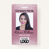 Fotobadge - Pink Rose Glitter Badge (Voorkant)