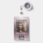 Fotobadge - Roos Gold met Faux Glitter Badge (Voorkant met intrekbare clip)