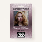 Fotobadge - Roos Gold met Faux Glitter Badge (Voorkant)