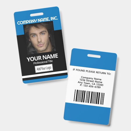 Fotobadge - Zwart en Blauw Badge (Voor- en achterkant)