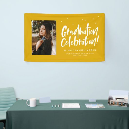 Fotobanner gele van Graduparty Spandoek (Beurs)