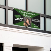 Fotobanner voor Afstuderen van de groene en zwarte Spandoek (Buitenkant Gebouw)