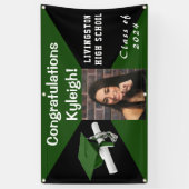 Fotobanner voor Afstuderen van de groene en zwarte Spandoek (Verticaal)