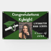 Fotobanner voor Afstuderen van de groene en zwarte Spandoek (Horizontaal)