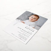 Fotobaptisme-uitnodiging voor moderne zilveren fol folie uitnodiging (Gedraaid)