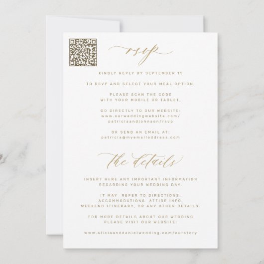 Fotobasis voor vellum alles in één QR-code bruilof Kaart (Achterkant)