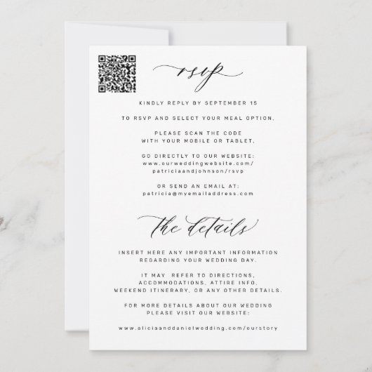 Fotobasis voor vellum alles in één QR-code bruilof Kaart (Achterkant)