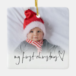Fotobedekking Baby Eerste kerstnaam Geboortedatum Keramisch Ornament