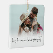 Fotobedekking Eerste gehuwde kerstnamenjaar Keramisch Ornament (Rechts)