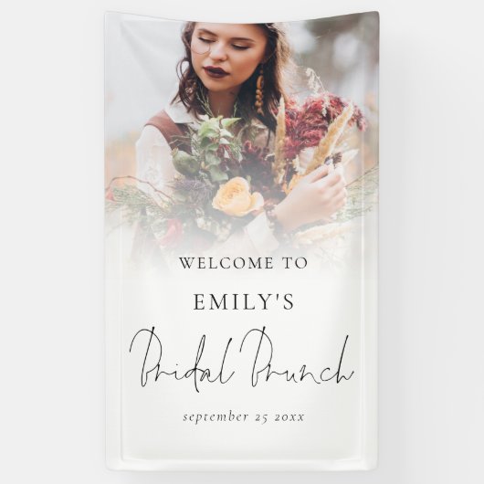 Fotobedekking Elegant Script Welcome Bridal Brunch Spandoek (Verticaal)